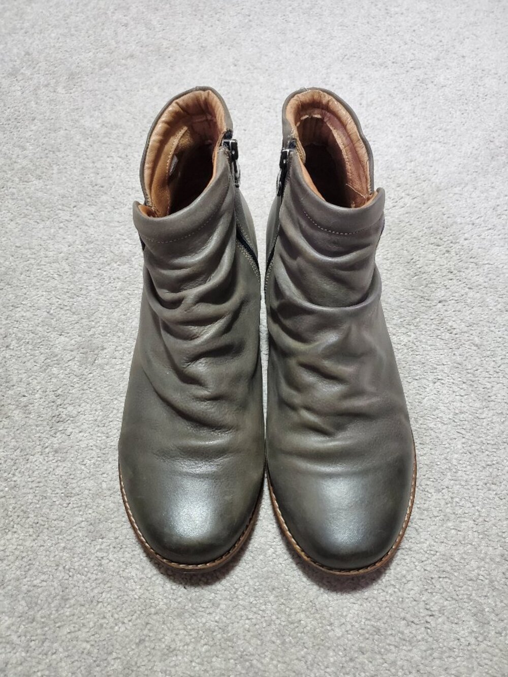 WANDA PANDA Slouchy Leather Ankle Boots Grey Purple 42EU 11US Suede Boho Classic
